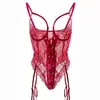 Ropa Interior Sexy Sexy Jumpsuit Morado de Encaje con Aro de Acero Uniforme Traje Puro