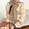 Bufanda JM de mezcla de lana nueva para invierno, calentador de cuello cálido de punto trenzado para mujer, tejido versátil estilo coreano
