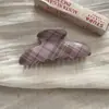 Pinza para el Cabello de Cuadros Rosa y Color Café Estilo Universitario para Mujer, Pasador de Acetato Estilo Coreano, Pinza Elegante para Coleta Alta para la Parte Posterior de la Cabeza