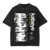 Camiseta de Algodão Lavado Katseye da Moda para Homens e Mulheres, Manga Curta de Verão Gola Redonda Camiseta de Algodão Solta Streetwear