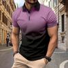 Venta Caliente Transfronteriza Nuevo Verano Impresión Gradiente 3D Talla Grande Casual para Hombre Holgado Talla Europea Cremallera Polo Manga Corta