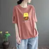 Camiseta de manga corta para mujer de talla grande, excedente de comercio exterior transfronterizo, top casual moderno con estampado, holgada y adelgazante
