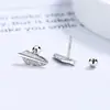 Brincos de tarraxa com padrão de rosca e pena para mulheres 925 prata esterlina design simples ins nicho anel de tarraxa para cartilagem da orelha joia