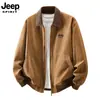 Jaqueta Masculina JEEP SPIRIT com Lapela Primavera e Outono Algodão Puro Roupa de Trabalho Casual Business Top para Meia-idade