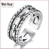 Tmall Jingdong Anel de Prata Antiga Feminino Vintage Imitação de Prata Tailandesa Anel de Dedo Aberto Torcido Estilo Étnico Anel de Cauda Joia