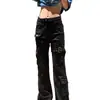 Jeans de Trabajo Retro de Calle Americana con Tirantes para Mujer, Pantalones Rectos Ajustados Delgados para Hombre