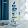 Farol Listrado Azul e Branco Grande Farol Marítimo Torre de Observação Estilo Mediterrâneo Decorações para Casa Enfeites Madeira Feita à Mão