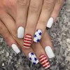 Dia da Independência Usar Armadura Quadrado Simples Listrado Azul e Branco Estrela Removível Acabado Patch de Manicure para Unha Postiça