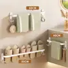 Toallero blanco, barra de toalla para baño montada en la pared sin taladro, estante de almacenamiento para baño