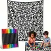 Manta multifuncional, dibujada a mano, en blanco y negro, para uso doméstico, adecuada para siestas, venta al por mayor, con dibujos lineales, diseños casuales, DIY y creativos