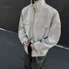 Chaqueta de Piel Sintética para Hombre Otoño e Invierno Gama Alta Atractiva Cuello Alto Retro Americano Ropa de Trabajo Chaqueta de Cuero para Hombre Ropa de Hombre