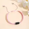 Moda sencilla piedra natural turmalina negra turmalina cuerda de mano tejida a mano ajustable joyería para hombres y mujeres venta al por mayor