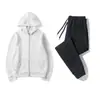 Conjunto de moletom com zíper e calça de moletom outono e inverno para comércio exterior, conjunto esportivo, moletom liso para casal, conjunto de moletom