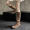 Todo-Vaca Turnover Hebilla de Cinturón Suave Estilo Coreano Botas de Montón de Moda Invierno 2024 Ciber-Popular Todo-Combinable Botas Vaqueras Botas Planas