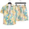 Z2 Conjunto de Camisa de Playa Secado Rápido Secado Rápido Vacaciones de Verano Conjunto de Camisa y Shorts Traje de Baño Puerto Costero Moda Hombres