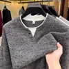 Suéter de punto de cuello Henry falso de dos piezas para comercio exterior transfronterizo para hombre, suéter casual de otoño para hombre, ropa para padre de mediana edad