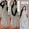 Vestido de Maternidad Nuevo Verano 2026 Estilo Coreano Elegante Vestido de Lunares + Conjunto de Abrigo para Maternidad