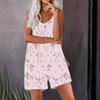 Ropa Femenina Europea y Americana 2026 Moda Casual Holgada Estampada Cuello Redondo Bajo Sin Mangas Mono Corto con Tirantes Ajustables