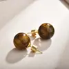 Pendientes Maillard Ámbar Retro Estilo Hong Kong Ojo de Tigre Lujo Accesible Gama Alta Nicho Otoño e Invierno Pendientes Elegantes