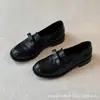 Versión de Piel de Vaca~Estilo Retro con Lazo Suela Gruesa Versátiles Mocasines para Mujer Otoño Commuting Zapatos Individuales Slip-on Zapatos Pequeños de Cuero