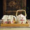 Juego de Té Kung Fu de Cerámica para el Hogar Sencillo Moderno Tetera de Flores Filtro Juego de Té para Té Negro Taza de Té 6 Piezas Grandes
