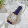 Reloj cuadrado para mujer con incrustaciones de diamantes, esfera con números romanos, oro rosa, correa de cuero de lujo ligero, cuarzo, apto para exámenes, venta al por mayor