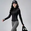 Conjunto de Ropa de Yoga para Mujer: Cárdigan de cuello alto de alta gama, de manga larga, Pantalones de yoga de cintura alta, Ropa elástica y transpirable para correr y fitness para otoño