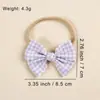 Diadema Fina de Bebé Dulce Europea y Americana Cuadros Rosas Lazo Pequeño Diadema para Bebé Joyería para Recién Nacidos Pasador para el Cabello para Niños