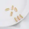 Cuentas Espaciadoras Ovales Porosas de Zirconia Rellenas de Oro de 14 Quilates que Conservan el Color Accesorios Espaciadores para Pulseras de Perlas de Doble Fila Hechas a Mano para Manualidades