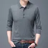 6 Lana Color Puro Cuello Polo Hombres Otoño e Invierno Mediana Edad y Mayores Papá Solapa Camisa Base de Punto Suéter Fino de Lana para Hombres