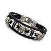 Corda de Couro Trançado Crânio de Liga Vintage Pulseira de Couro Genuíno Pulseira Estilo Japonês e Coreano Acessório de Cabeça para Estudantes Europeus e Americanos