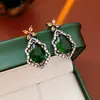 Pendientes de Plata Aguja con Forma de Corazón Gota de Agua Incrustados de Diamantes, Pendientes Coloridos Estilo Corte Vintage, Nuevo Modelo 2026, Pendientes de Moda Exquisitos para Mujer