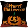 Funda de Almohada Halloween Calabaza Divertida Transfronteriza Amazon Estampado de Lino Funda Decorativa para Cojín de Sofá del Hogar