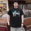 Ropa de Verano Nueva para Hombre Tallas Grandes Marca de Moda Algodón Puro Pesado Holgada Oversize Camiseta de Manga Corta Pulóver