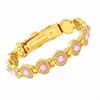Pulsera Magnética de Doble Fila Color Oro Rosa para Mujer, Versión Grande con Incrustaciones de Esmeralda y Diamante, Joyería de Lujo Ligero para Parejas, Moda Transfronteriza de Tiktok
