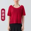 Blusa de Manga Curta para Yoga Feminina, Fina, Respirável, Camiseta Esportiva Casual, Gola Redonda, Top Versátil para Treinamento de Pilates e Fitness