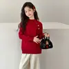 Ropa de punto de forro polar para niñas 2025 Nueva Ropa de Otoño e Invierno para Niñas de Edad Media y Mayores, Estudiantes de Secundaria, Prendas de Punto de Cuello Alto, Tops Estilo Coreano