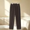 Pantalones Rectos de Cintura Elástica para Abuela, Pantalones Versátiles de Otoño e Invierno, Nuevo Modelo 2026, Color Sólido, Diseño Simple, Pantalones Elásticos de Corte Ajustado para Mujeres de Mediana Edad y Mayores
