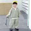 2229 Conjunto de Otoño para Niños 2026 Nuevo Estilo Coreano para Niños Sudadera Rayada Falsa de Dos Piezas Conjunto de Dos Piezas Ropa de Primavera