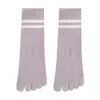 Meias de Yoga Antiderrapantes de Cinco Dedos, Meias Clássicas Listradas para Pilates, Meias para Fitness Indoor com Solado de Silicone e Dedos Separados, Venda Direta do Fabricante