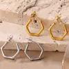 Pendientes Estéreo Transfronterizos Europeos y Americanos para Mujer Exquisitos Acero Inoxidable Chapado en Oro de 18K Pendientes Geométricos de Tendencia Muy Vendidos para Mujer