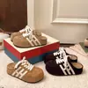 Medias Pantuflas Cerradas de Suela Gruesa, que Aumentan la Altura, para Mujer, Adecuadas para Uso en Exteriores, Zapatillas de Entrenamiento Alemanas Primavera 2026, Pantuflas Slip-On Estilo Birkenstock, Gamuza