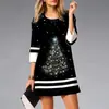 2023 comercio exterior transfronterizo para mujer deseo AliExpress estación independiente estampado navideño vestido mini de manga 3/4 en stock