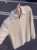 Camisa Polo de Punto con Rayas Verticales Estilo Old Money para Hombre Otoño Camiseta de Manga Larga American Cleanfit Sudadera Versátil para Pareja