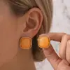 Pendientes de Acero de Titanio y Resina Fundida de Venta Caliente para Mujer, Elegantes Pendientes de Acero Inoxidable Multicolores de Lujo Dopamina, Resistentes al Desgaste