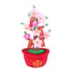 Flores de Año Nuevo Florecen y Ricos Adornos del Festival de Primavera Tela Decorativa Árbol de Flor de Durazno Árbol de Kumquat en Maceta Escena de Diseño Artículos de Año Nuevo