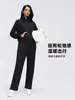 Sudadera con capucha de color liso para mujer, cuello alto, media cremallera, top corto holgado casual, deportivo, fitness, manga larga, otoño D26158