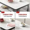 Mesa de centro de cristal templado de doble capa, diseño nuevo, adecuada para apartamentos pequeños, estilo minimalista, acabado de mármol, mesa de centro moderna para oficina