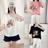 100kg Talla Grande Verano Nuevo Estilo Casual Estampada Manga Corta Chica Gorda Versátil Cuello Redondo Camiseta Top para Mujer 7647