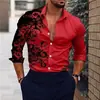 Camisa de Manga Larga de Moda Tendencia Estampado Digital 3D Nueva Primavera y Otoño Transfronteriza Aliexpress Fuente de Fábrica Estilo Coreano Corte Delgado